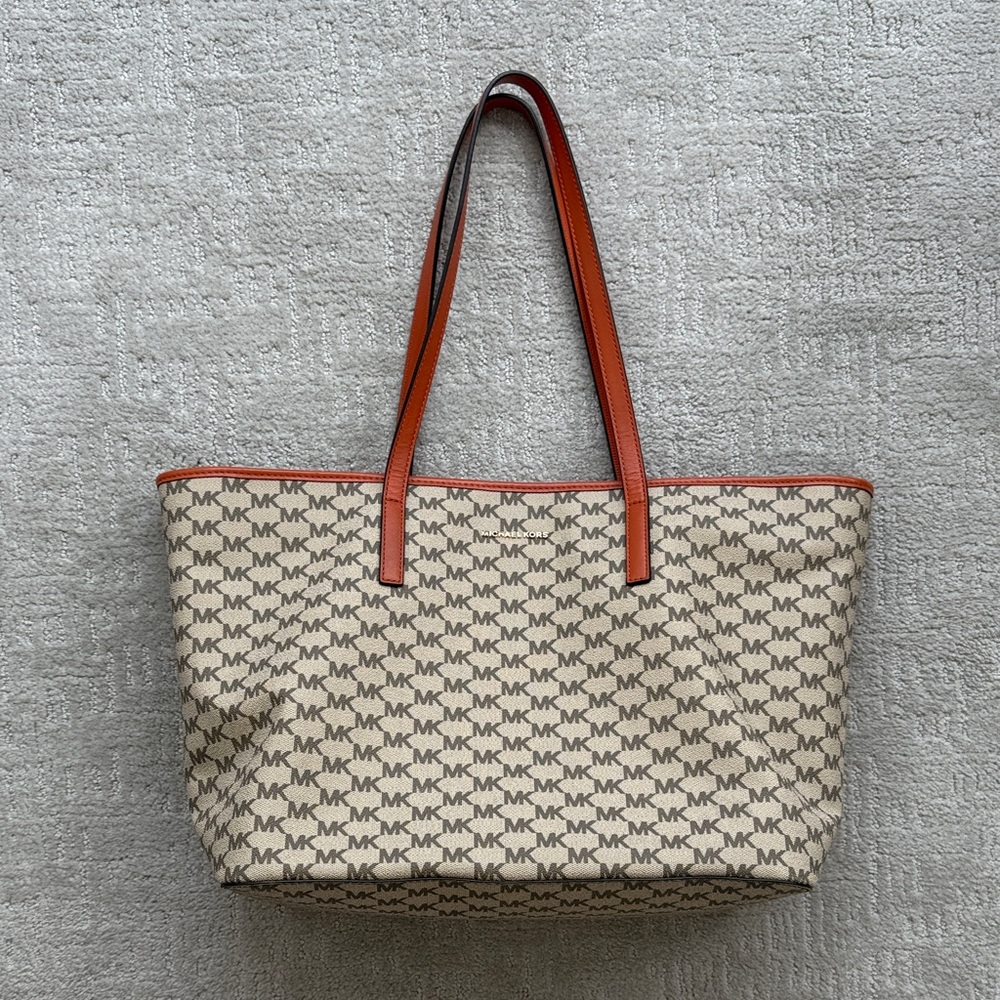 Michael Kors Tan and Brown Signature Tote